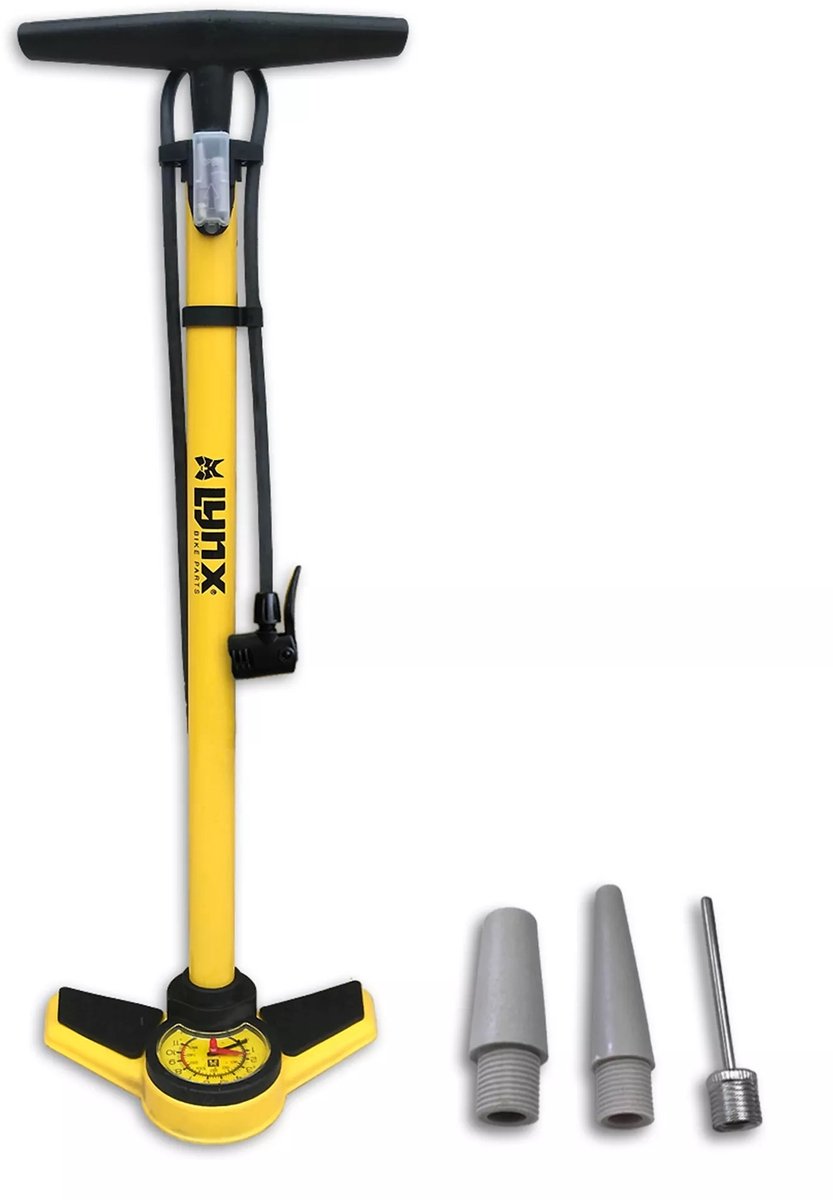 Lynx vloerpomp met drukmeter 6 Bar 63 cm geel
