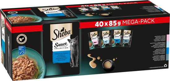 Sheba Kattenvoer - Sauce Collection - Vis Selectie - 40x85g Mega-Pack