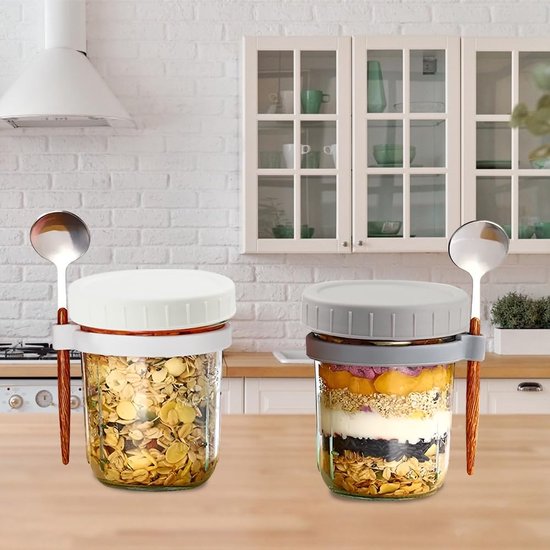 Chedin Müslibecher To Go met deksel, roestvrij staal papbeker 730ml Lekvrij yoghurtbeker voor onderweg met lepel en deksel, dubbellaags lekbestendige inmaakpotten perfect voor werk (Blauw