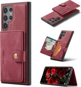 CaseMe - Coque de téléphone adaptée à Samsung Galaxy S24 Ultra - Couverture arrière - Avec porte-carte magnétique - Rouge