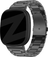 Bandz stalen band 'Classic' geschikt voor Fitbit Versa 3 / Sense - Hoogwaardig metalen materiaal smartwatch bandje - Inclusief horloge inkortset - zwart stalen bandje