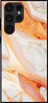 Smartphonica Telefoonhoesje voor Samsung Galaxy S23 Ultra met marmer opdruk - TPU backcover case marble design - Oranje / Back Cover geschikt voor Samsung Galaxy S23 Ultra