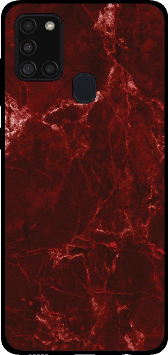 Smartphonica Telefoonhoesje voor Samsung Galaxy A21s met marmer opdruk - TPU backcover case marble design - Rood geschikt voor Samsung Galaxy A21s