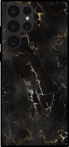 Smartphonica Telefoonhoesje voor Samsung Galaxy S22 Ultra met marmer opdruk - TPU backcover case marble design - Zwart / Back Cover geschikt voor Samsung Galaxy S22 Ultra