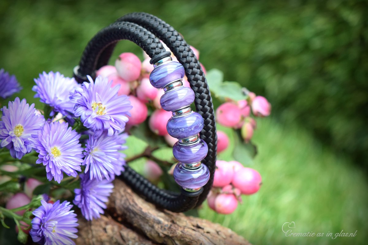 Urn-Crematie-as heren armband-Sieraad wordt voor u op maat gemaakt!- 6mm Sail Rope heren armband met crematie-as verwerkt in bedel van glas-Handgemaakte glasbedels-Herinneringsarmband-Assieraad-Heren sieraad-Crematie-as in glas-Herdenkingssieraad