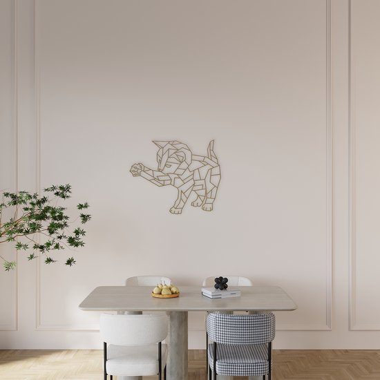 Décoration murale chaton géométrique contreplaqué de bouleau 55x45cm