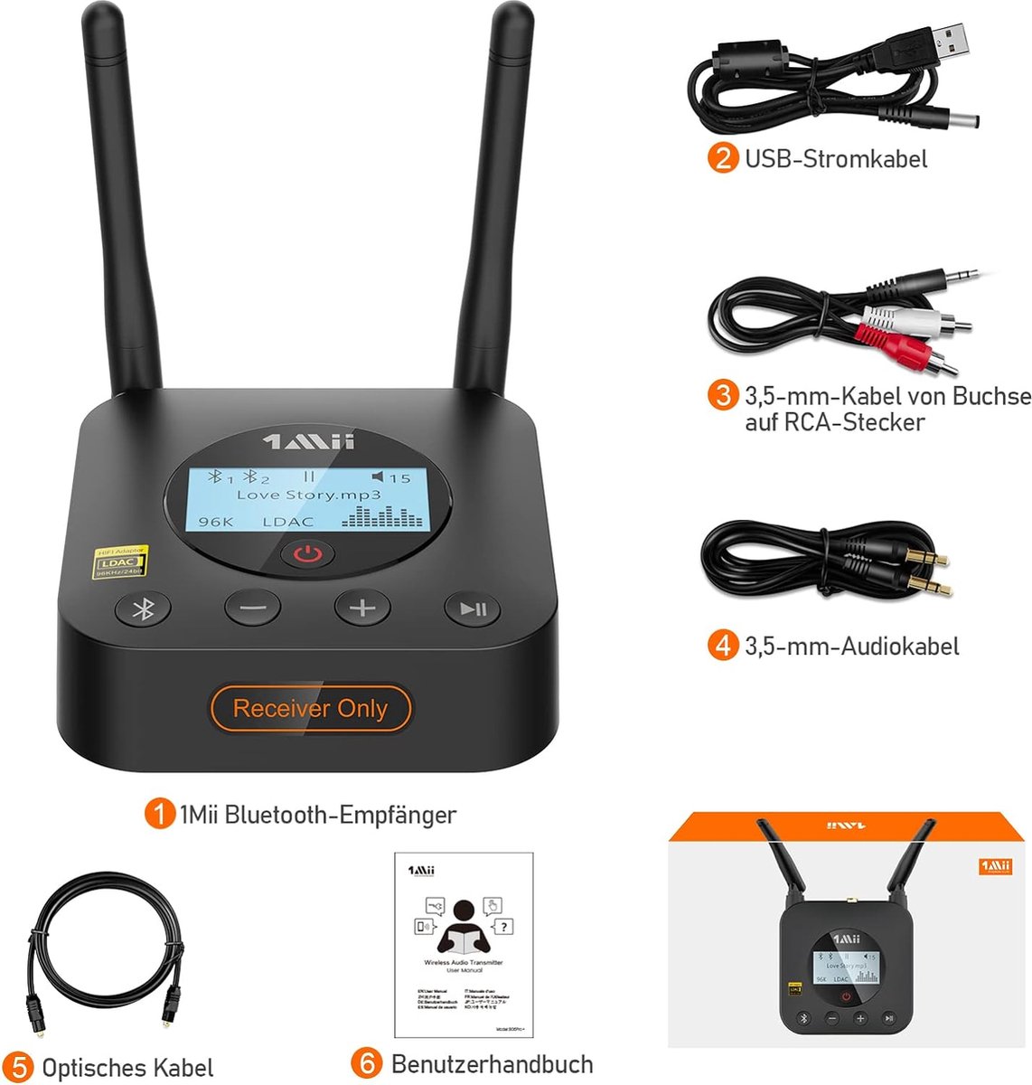 1Mii B06Pro+ Bluetooth 5.1 Audio-adapter met HiFi LDAC & aptX HD