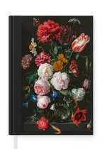 Cahier - Cahier d'écriture - Nature morte aux fleurs dans un vase en verre - Peinture de Jan Davidsz. de Heem - Carnet - Format A5 - Bloc-notes