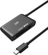 DrPhone DM CR3 3 in 1 Multi Kaartlezer – USB C – MicroSD/SD CF-Kaartadapter met Ondersteuning capaciteit: 512G - Zwart