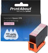 PrintAbout huismerk Inktcartridge 378 (C13T37864010) Licht-magenta geschikt voor Epson