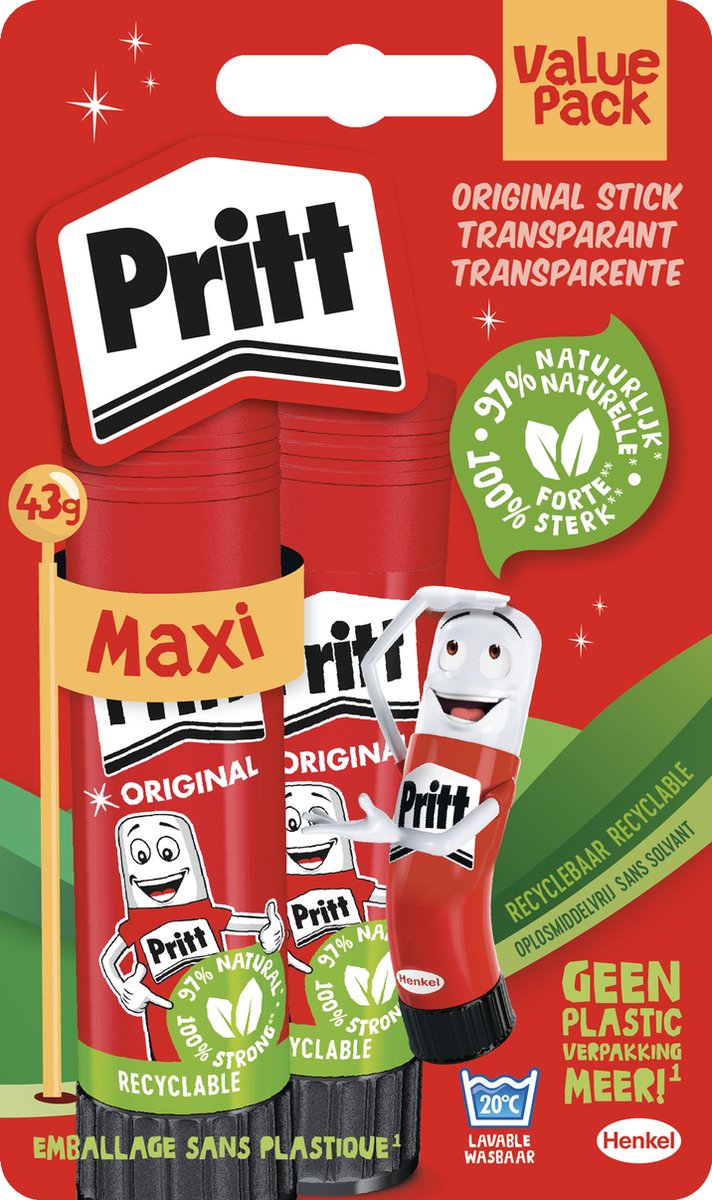 Pritt Lijmstift Value-Pack 2x43 Gram | Pritt Lijmstick & Plakmiddel | School & Kantoor Lijmstift | Makkelijk & Milieuvriendelijk te gebruiken Lijmstift.