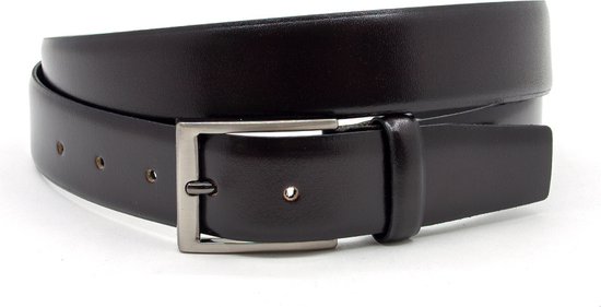 Thimbly Belts Broekriem donker bruin - heren en dames riem - 3.5 cm breed - Bruin - Echt Leer - Taille: 95cm - Totale lengte riem: 110cm