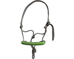 Touwhalster ‘zigzag’ Beige-lime groen maat mini Shet | beige, licht, lime groen, halster, touwproducten, paard