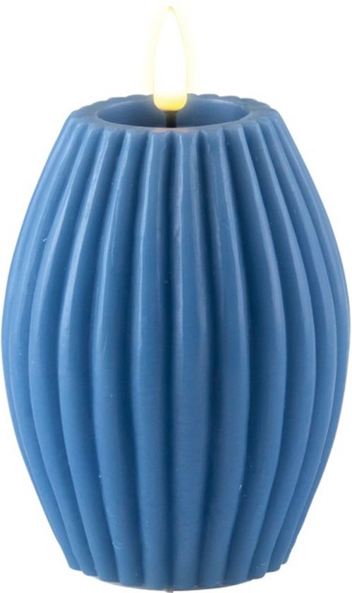 Deluxe HomeArt LED kaars ribbel blue| 7,5cm x 10cm
