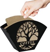 koffiefilterhouder met een ijzeren waaier die de filters gelijkmatig verdeelt, koffiefilterhouder met levensboom om je koffieervaring te verbeteren (zwart)