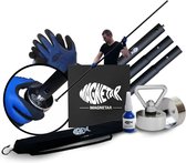 Magnetar Prikstok Pakket 1.0 - Complete Magneetvissen Set - 280 kg Allround Neodymium Vismagneet - RVS Prikstok - Waterdichte Handschoenen