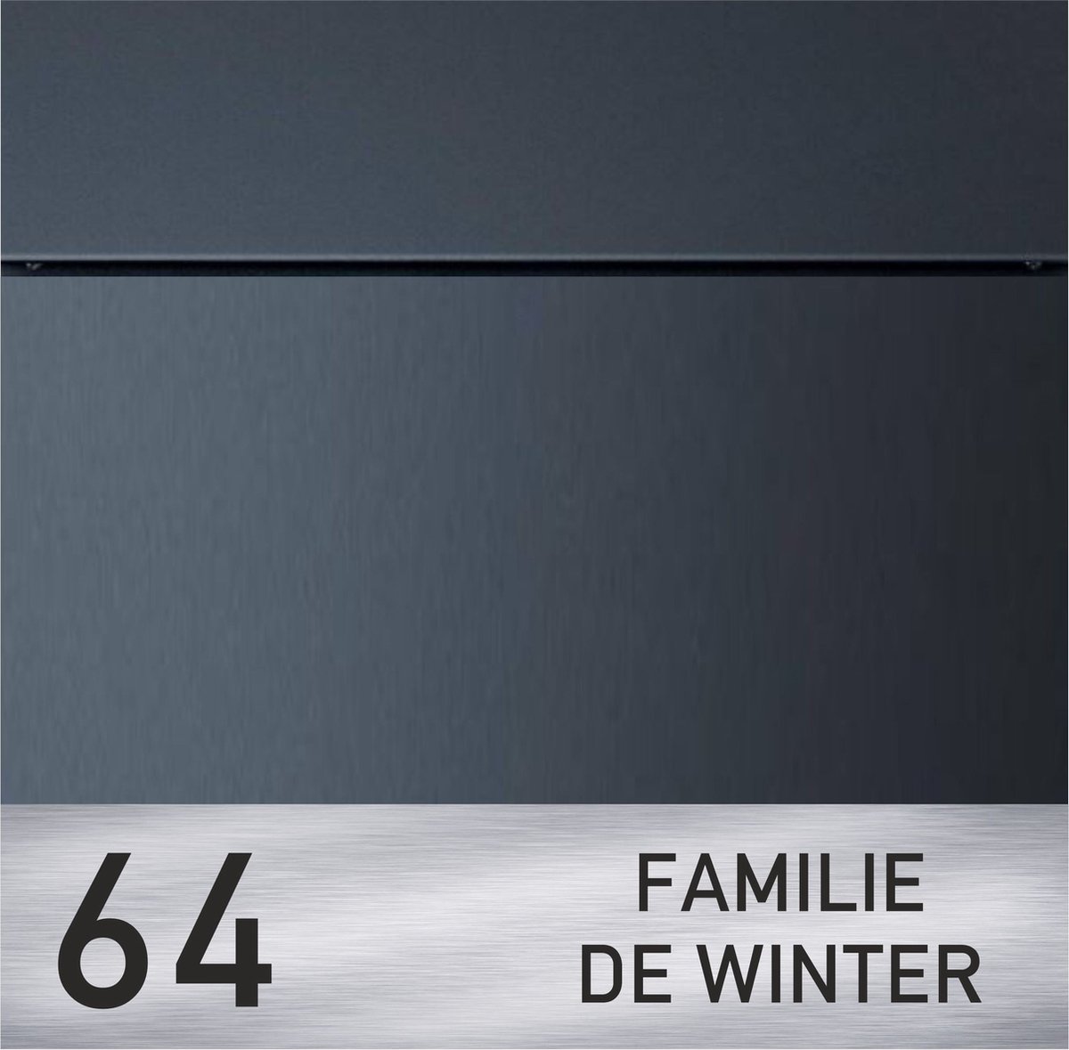 BR49 Brievenbus antraciet met naam en huisnummer 37x37x8.5cm