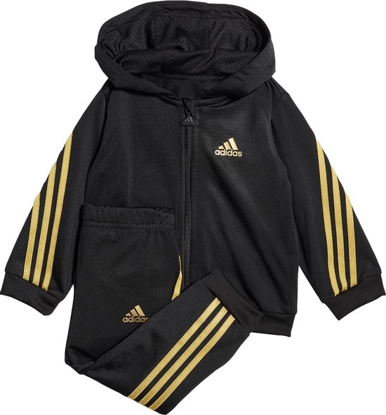 Adidas future icons shiny allover print trainingspak uniseks in de kleur zwart goud. bol