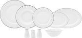 Lexi Platina 56-delige tafelserviesset voor 12 personen serviesset 6 personen met mok - tafelservies 56-delige bordenset 6-persoons porseleinen tafelservies