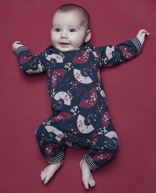 Charlie Choe - 2pack - Marine - Rouge Foncé - Combishort - Salopette - Barboteuse - Combinaison bébé - Combinaison - Combinaison naissance - Barboteuse - Eventails - Geishas - Taille 50
