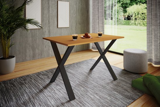VCM Premium houten eettafel keukentafel eettafel Xona X zwart Premium