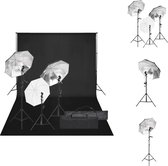 vidaXL Fotostudioset - 3 Paraplus - Flexibel achtergrondsysteem - 500x300cm - 5500 Kelvin - Fotostudio Set