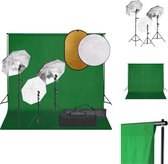 vidaXL Fotostudioset - Complete Set voor Studio- en Locatiefotografie - 3 Paraplus - Flexibel Achtergrondsysteem - Praktische Reflectorset - Gemakkelijk Op te Bergen - Fotostudio Set