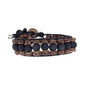 Bela Donaco Armband Classic B8 - Zwart - Lavasteen - kokos - leer