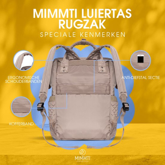 MIMMTI Luiertas Rugzak met Verschoonmatje - Beige - Inclusief flessenwarmhouder - kinderwagenhaken en isoleervak NanaBeebi van Mimmti — afbeelding 4