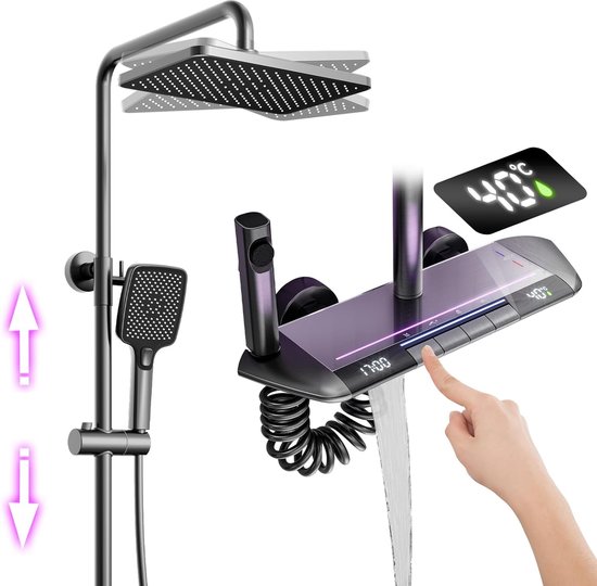 Regendouche Met Thermostaatkraan 3 Straalsoorten Vierkant