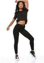 Dames sportlegging - Geribbelde legging - Fitness legging - Sportbroek - Zwart - Maat M/L