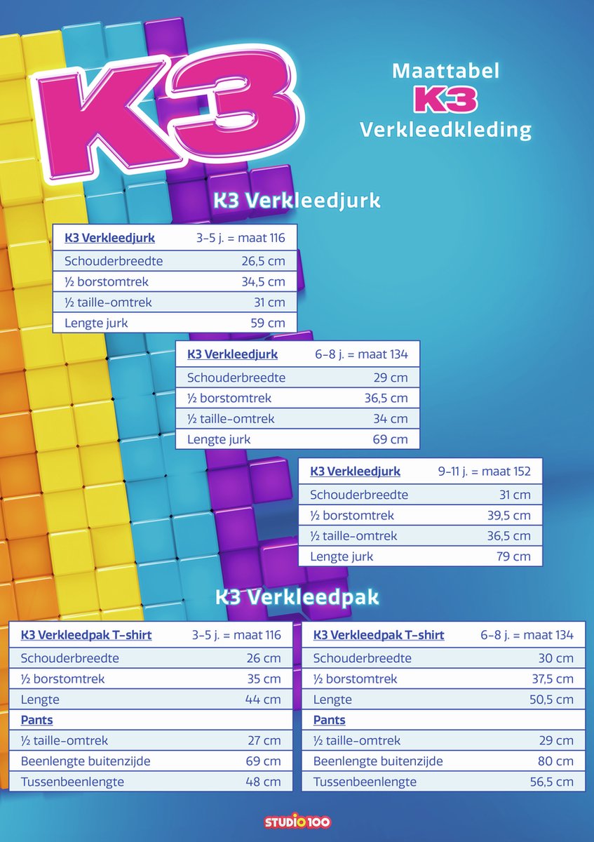 K3 - Verkleedkleding - Regenboogjurkje blauw - Beschikbaar in 3 verschillende maten - 9/11 jaar — afbeelding 6