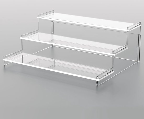 Single Riser Display Shelf TENXSNUG Acrylic Riser Display Shelf Stand, 3-Tier Display Riser Shelf ...