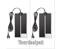 Voordeelpak (2) warmtematten 15 x 28 cm - Extra voordelig- 2 stuks warmtemat- 7 Watt - met regelaar - voor kuikens - kwartels - vogels - reptielen - amfibieën