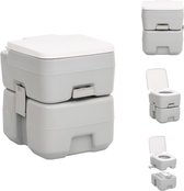 vidaXL Draagbaar toilet - Compact campingtoilet - 41.5 x 36.5 x 42 cm - HDPE - T-type spoeling - Ontluchtingsventiel - Vergrendelingen - Grijs en wit - Mobiel toilet