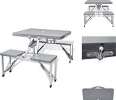vidaXL Ensemble de table de camping pliante - Grijs - Table - 85,5 x 65 x 67 cm - Siège - 30 x 27 x 40 cm - Table de capacité de charge - 30 kg - Accessoire de chaise de camping