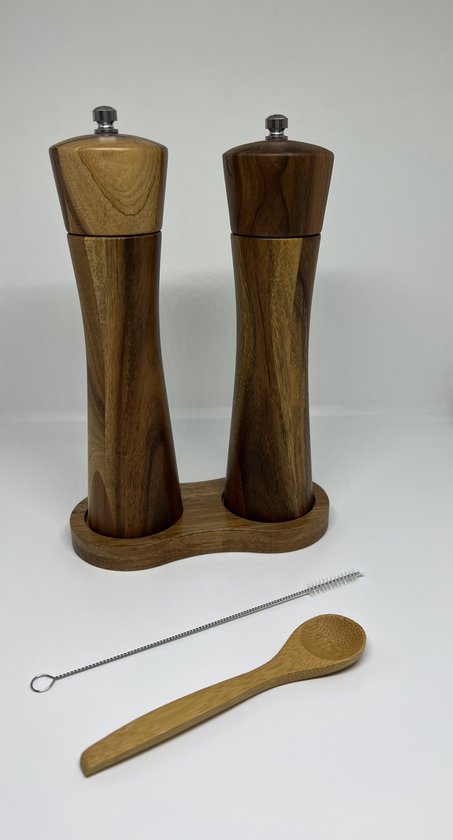 Haramgcourt 22 Cm Zout En Pepermolen Set Hout Plateau Peper Zoutmolen Acaciahout Salt and Pepper Set From Acacia Wood