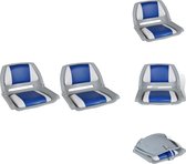 vidaXL Bootstoelen - Praktisch - Comfortabel - Afmetingen- 41 x 51 x 48 cm - Gemaakt van weerbestendig kunststof - Inklapbare rugleuning - Waterdicht kussen - Kleur kussen- blauw en wit - Levering bevat 2 stoelen - Bootmeubel