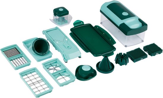 Genius Nicer Dicer Fusion Smart - Mandoline de cuisine - Set: 17 pièces - Contenu : 1250 ml - Multi-talent innovant pour la cuisine moderne - Fonction autonettoyante du support à baguettes - Bac de récupération pour coupe directe