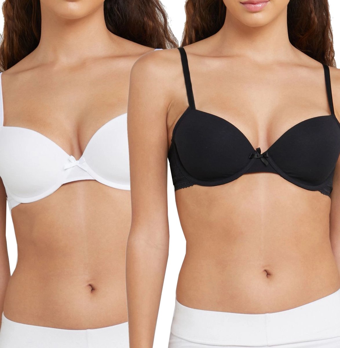 Dorina BH's 2-Pack - Katoen - Lila - 70 - Wit