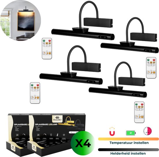 Aan De Muur Gemonteerde Draadloze Schilderijlamp Met Afstandsbediening Dimbaar Op Batterijen Verstelbaar 13 Kleuren Rgb Schilderlicht