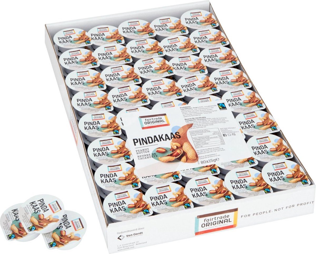 Fairtrade Original Pindakaas cup 80 stuks x 15 gram bol