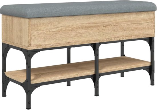 vidaXL Schoenenbank 103x30x48 cm bewerkt hout betongrijs