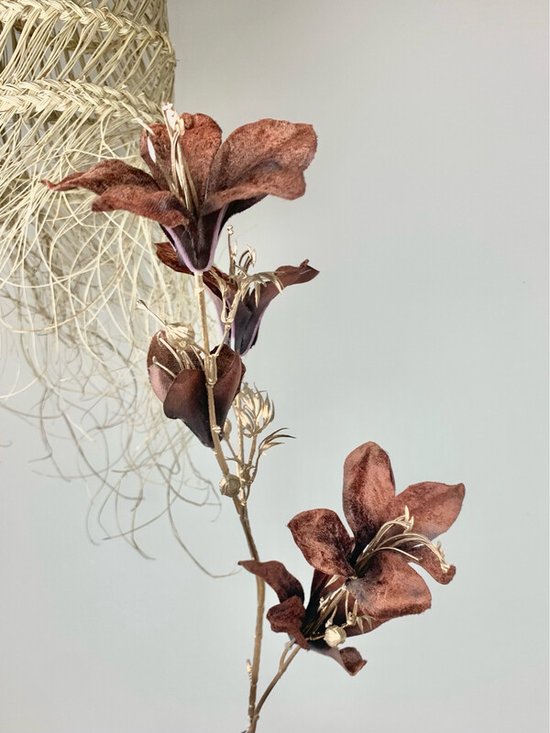 Fleurs artificielles en soie - Marron - Fausses fleurs - Branche décorative