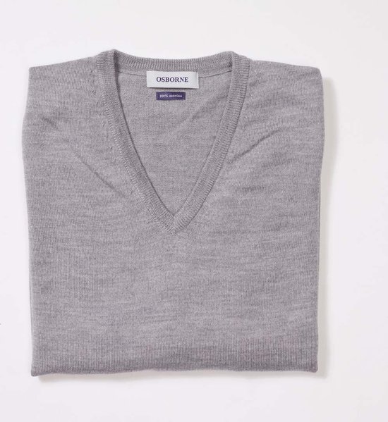 Osborne Knitwear Trui met V hals - Merino wol - Dames - Light Grey - S