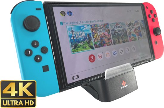 Turqero Nintendo Switch Dock Set - Multifunctioneel 2 in 1 Docking station geschikt voor Switch & OLED - Inclusief HDMI kabel- Ultra HD - 4K HDMI - Oplaadstation - TV/Monitor aansluiting voor Schermprojectie -Extra poorten voor controller aansluiting