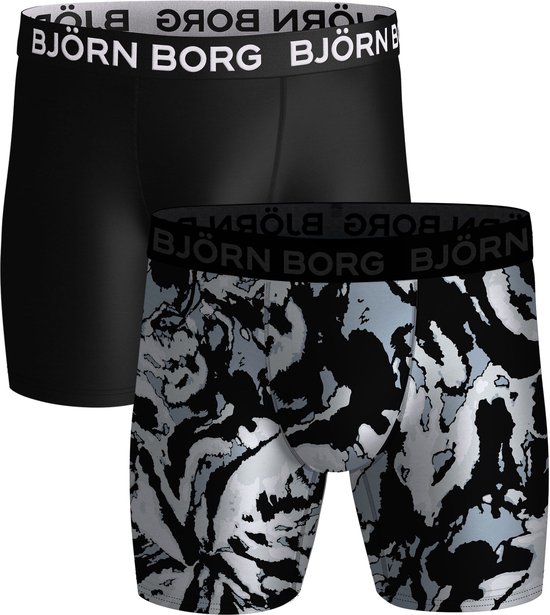 Bjorn Borg - Boxer 2 Pack Noir/Imprimé - Homme - Taille XL - Body-fit