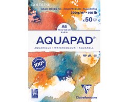 Clairefontaine Goldline Aquapad - Aquarelblok - Aquarelpapier - A6 - 300 g - 50 Vel