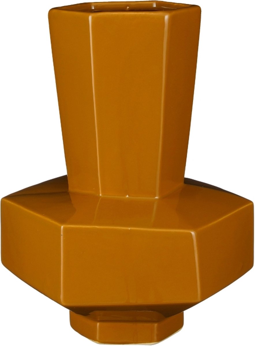 Mica Decorations Vaas Geometric - Keramiek - Oker - 26 x 33 x 26 cm (BxHxD)