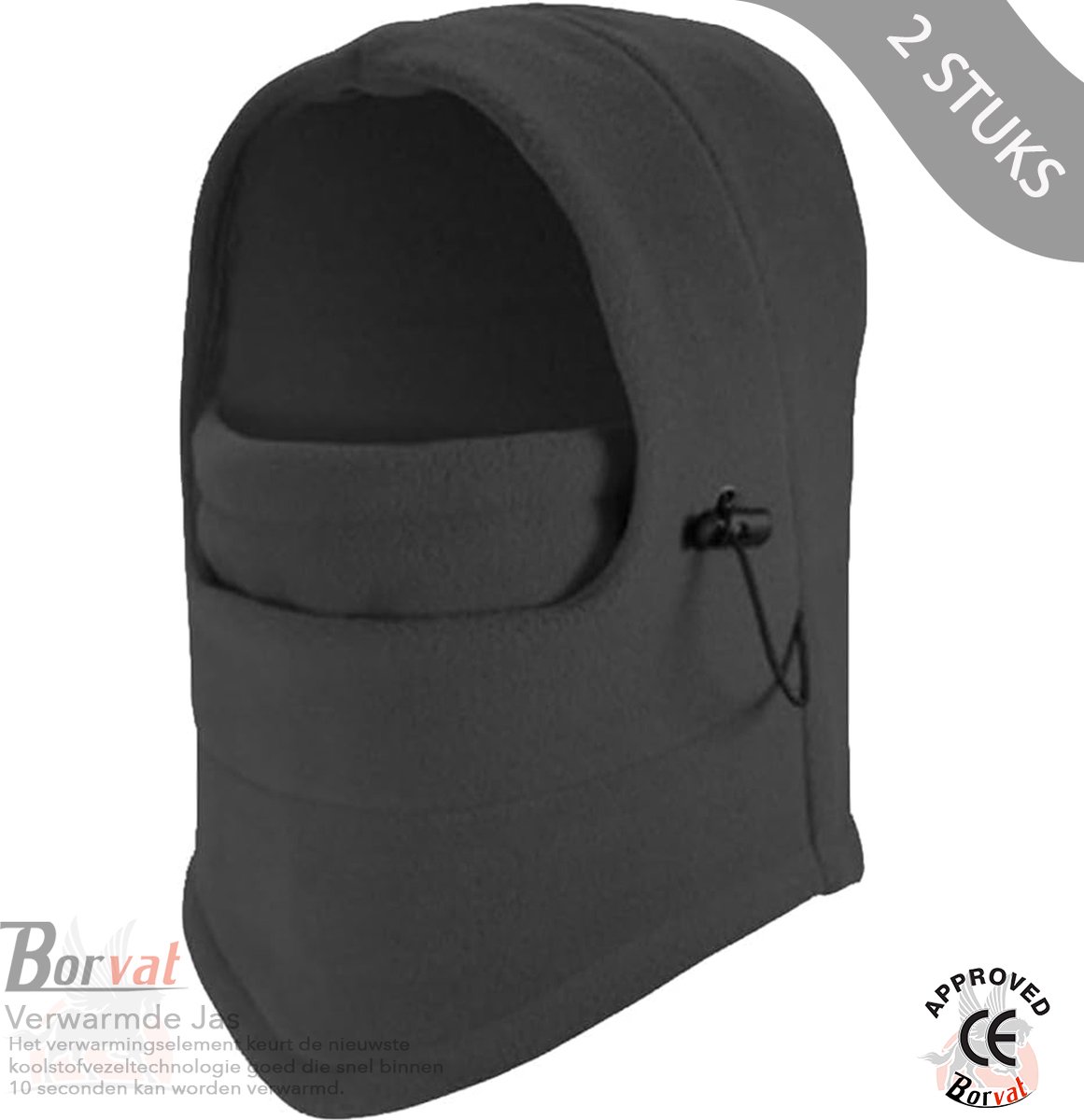 Borvat® Fleece Bivakmuts Wintermuts Motormasker Balaclava Wintersport Unisex Grijs